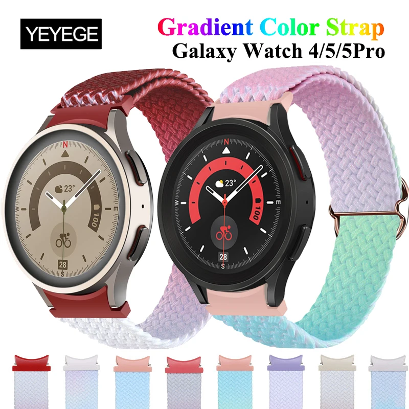 

Gradient Color Braided Solo Loop For Samsung Galaxy Watch 5 40 44mm 5Pro 45mm No Gaps Band For Samsung Watch 4/4 Classic 42 46mm