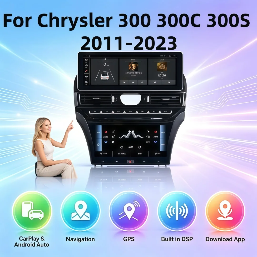 12.3 +9.66 Inch screen Android 14 Car Radio For Chrysler 300 300C 300S 2011-2023 Multimedia Player Stereo Auto GPS Navi Carplay