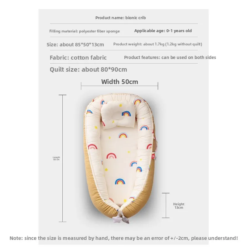 Berceau Portable amovible respirant, lit moyen, berceau bionique, oreiller pour bébé, berceau de voyage