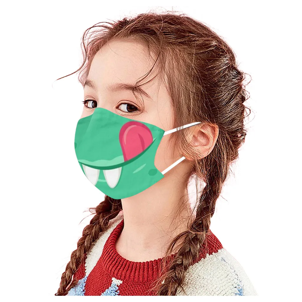 Cute Monster Children Face Mask Fun Printed Face Cover Kids Daily Protection Colorful Teeth Tongue Mask For Boys Girls School T1