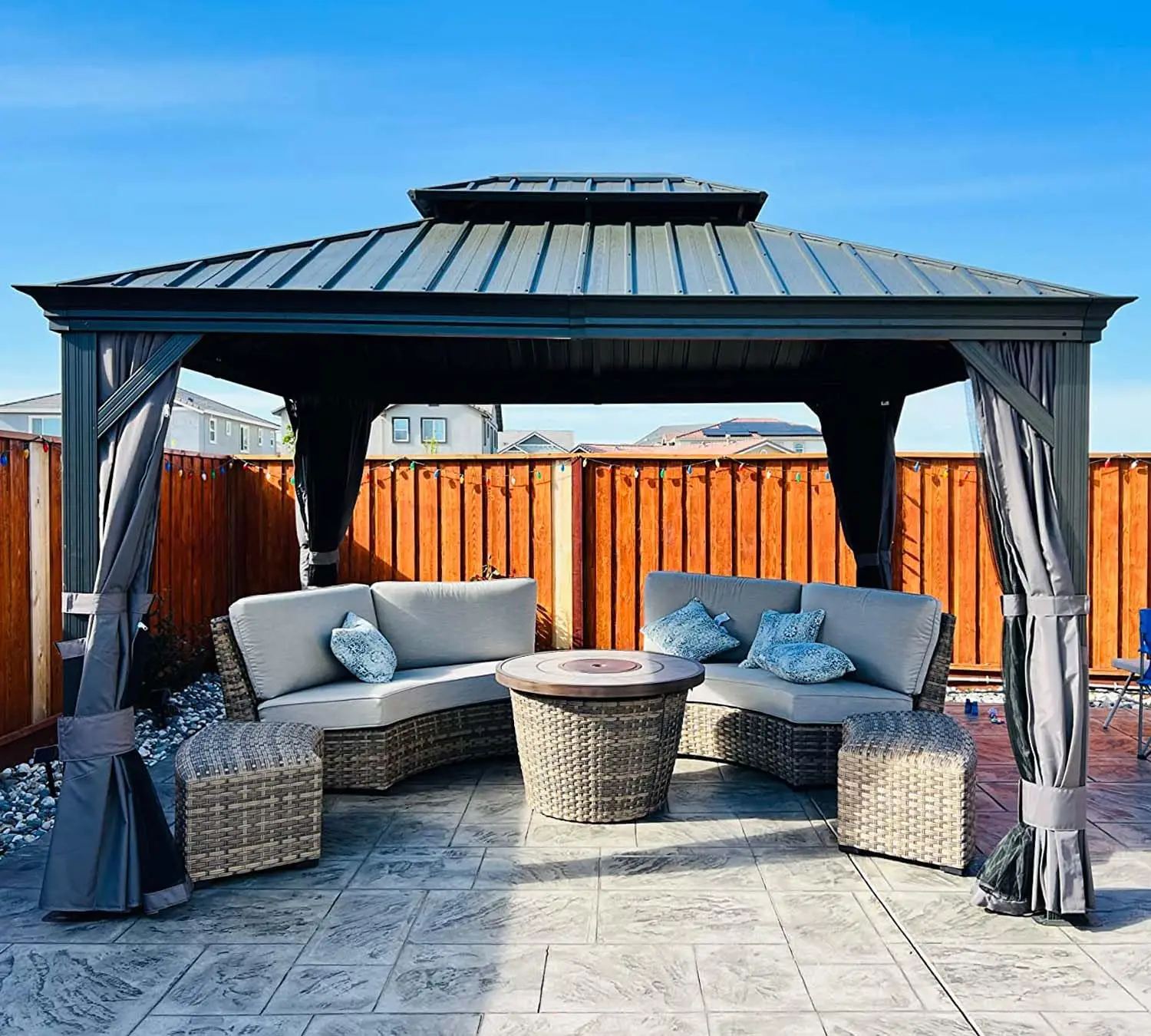 

Domi 10’x12’ Hardtop Gazebo with Aluminum Frame, Outdoor Metal Gazebo with Galvanized Steel Double Roof, Heavy Duty, Customized