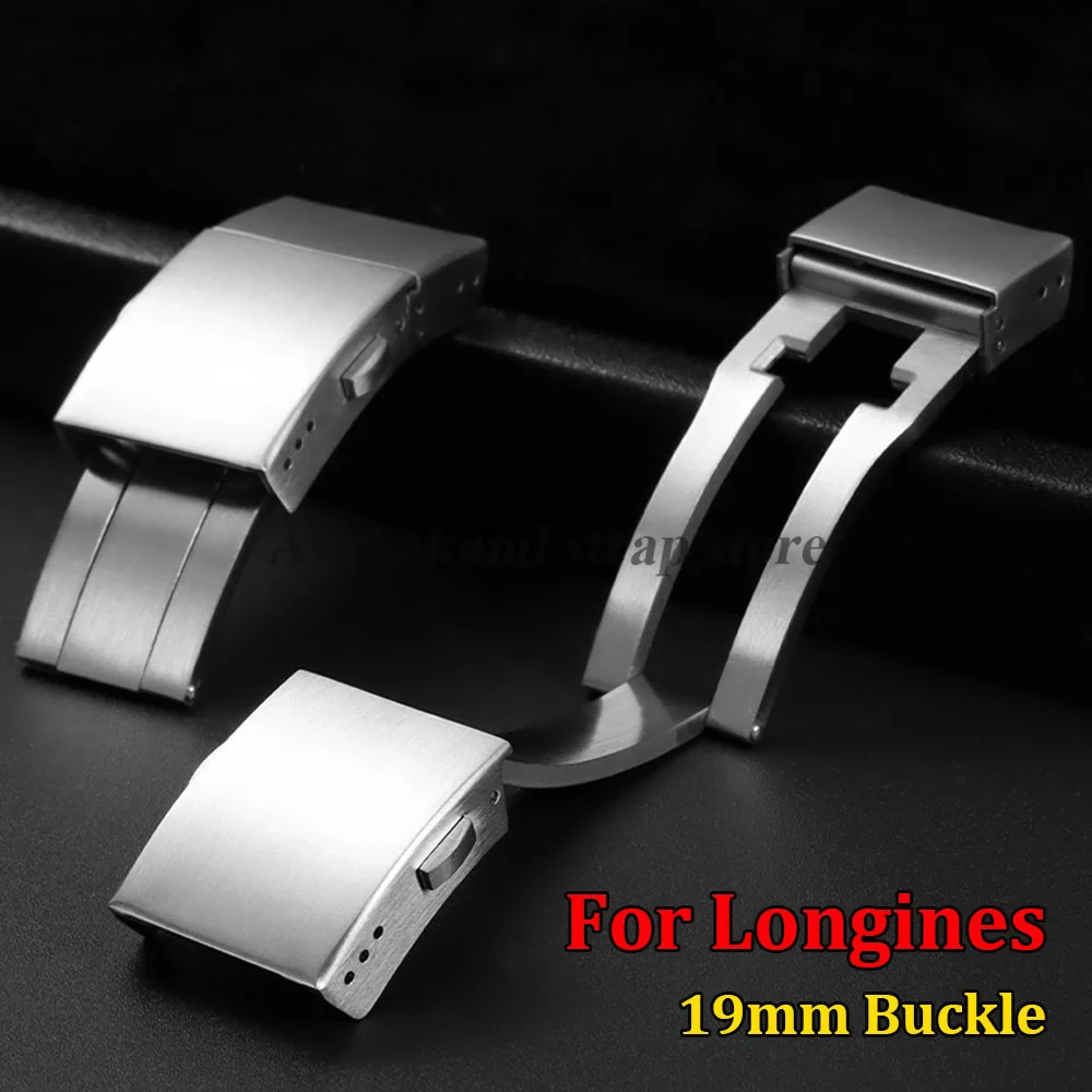 الفولاذ المقاوم للصدأ للطي مشبك 19 مللي متر ل ل لونجين ل HYDROCONQUEST حزام ساعة سيليكون زر مزدوج ساعة الملحقات #1