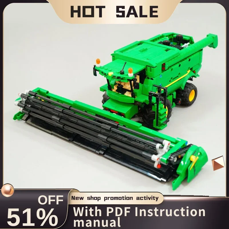 

New 1428Pcs Farm Moc Johns Tractor Combine Harvester Model Building Diy Creative Ideas Child Toy Birthday Gift Technology Blocks