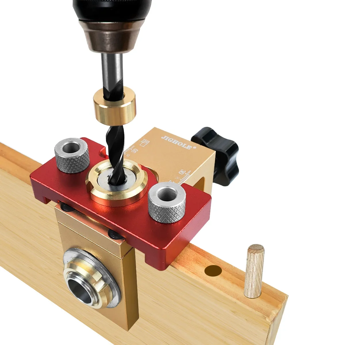 3 in 1 Dowel Jig Drill Kit - Woodworking Adjustable Drilling Guide Wood Dowel Punch Locator - Pocket Hole Jig Kit Joints Tools