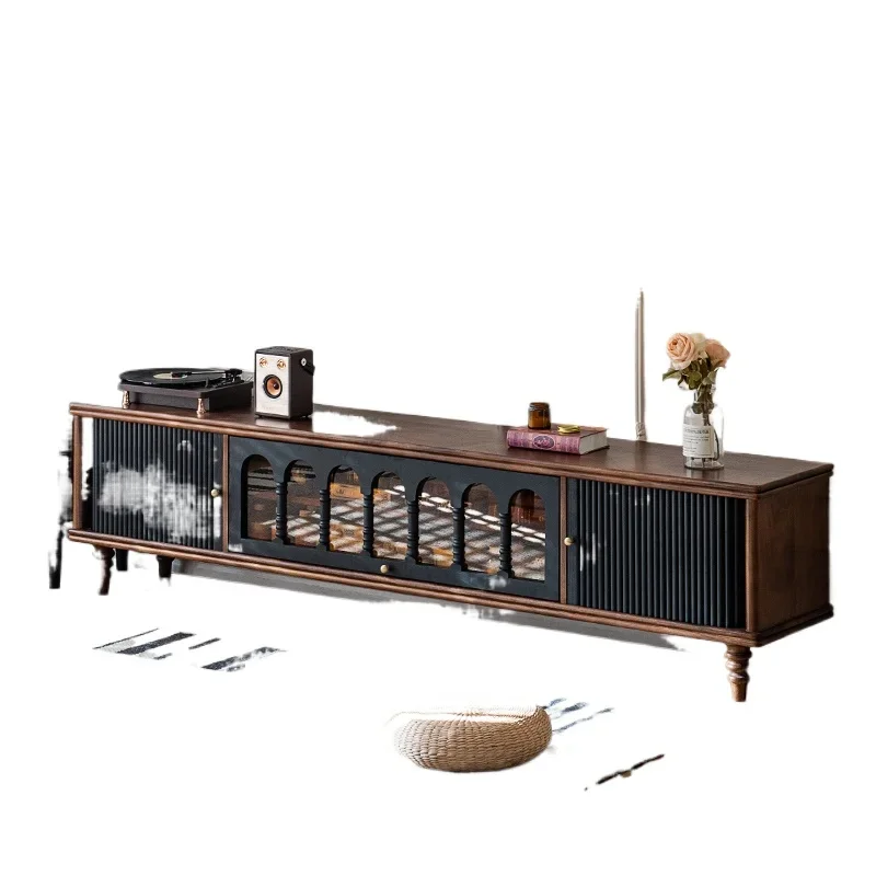 

French retro living room solid wood TV cabinet medieval style high-end color-blocking storage cabinet combination