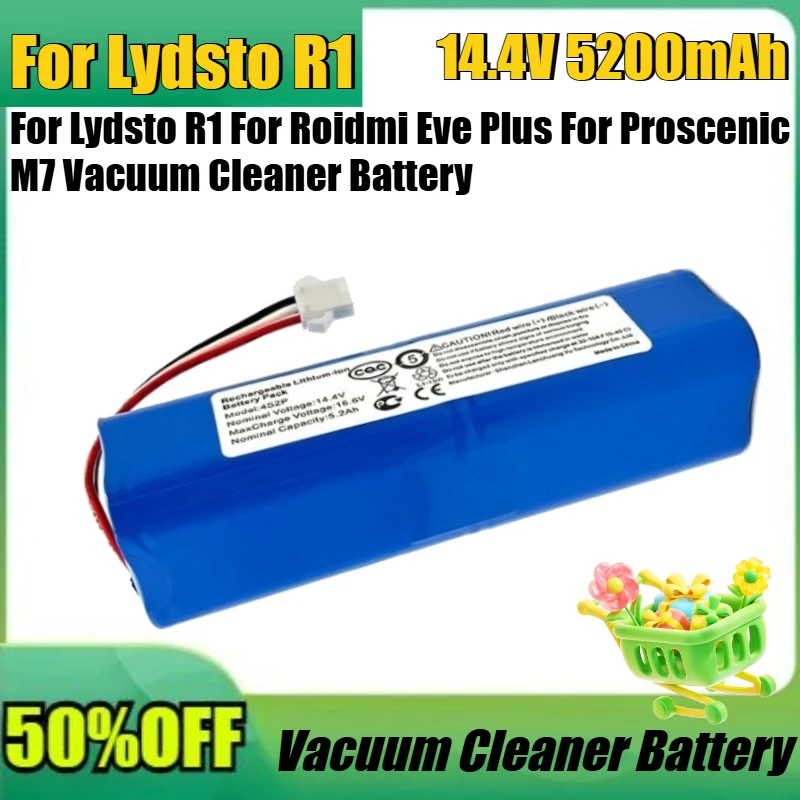 

New 14.4V 6800mAh Li - Ion High Quality Battery for Lydsto R1 For Roidmi Eve Plus For Proscenic M7 Vacuum Cleaner Battery