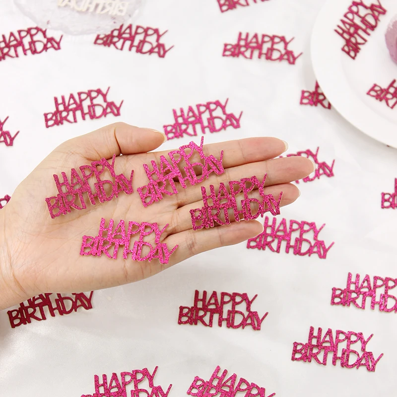 50 Stück Rosarote Happy Birthday Konfetti, Geeignet zur Dekoration des Tisches bei Mädchen-Geburtstagsfeiern