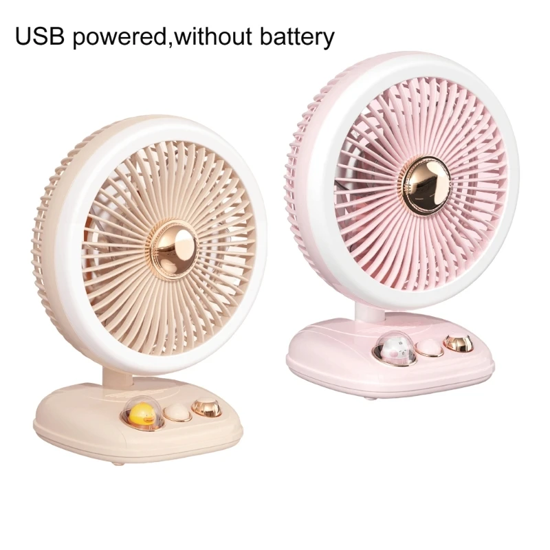 

USB Powered Desk Fan 3 Speed Adjustable Wall Ceiling Fan with LED Light Mini Fan X3UF