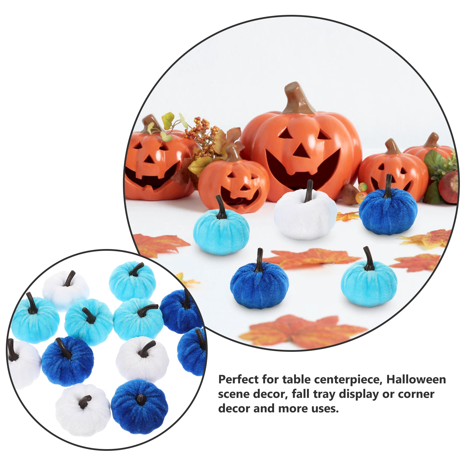 

12 Pcs Colored Pumpkin Decor Artificial Halloween nament Scene Decorations Props Simulated Pumpkin Flannel Adornment Home Garden