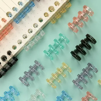 Clipes de fichário de folhas soltas com 4 buracos, anel de plástico transparente, suprimentos de ligação de escritório, clipe de fichário de bobina kawaii, fichário de orçamento com 10 peças