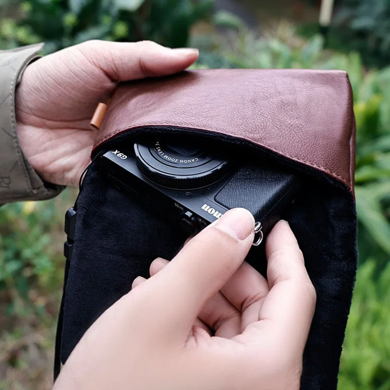 Retro portable camera pouch scratch-proof wrist strap fits mirrorless compact outdoor mini Travel Clutch Bag for Trips