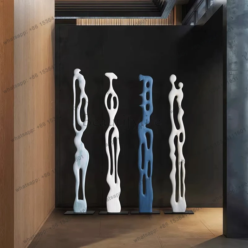 yj21 Abstract solid wood art sculpture floor-to-ceiling ornament entrance vertical height wood carving handicraft decoration