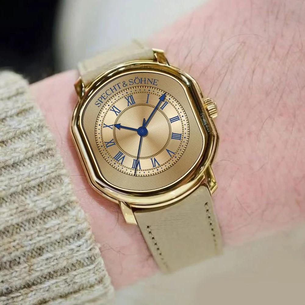 

Новинка 2023 года, 35 мм часы Specht & Söhne для мужчин, Япония VH31, механизм с сапфировым стеклом, золотой цвет, ультратонкие часы из нержавеющей стали, Relogio Masculino