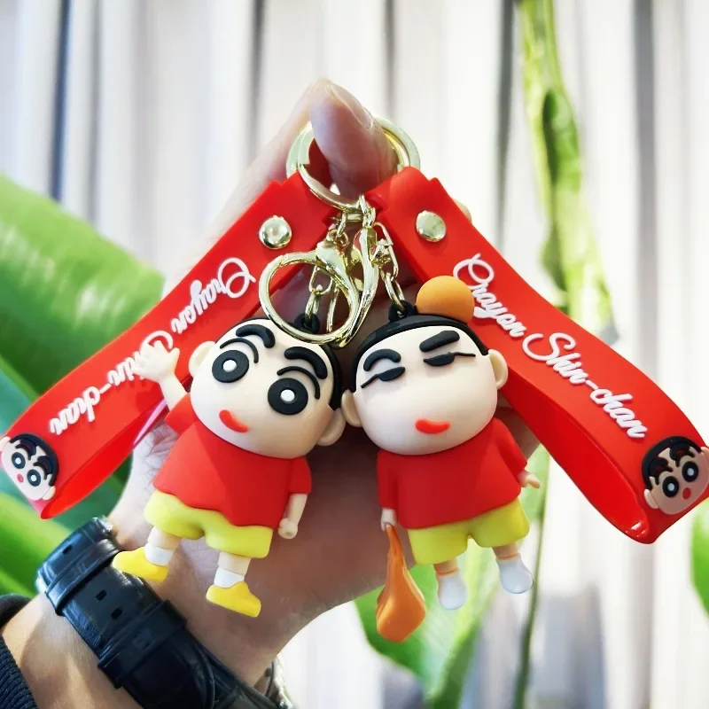 Bandai Crayon Shin-chan Cross-dressing Keychain Cute Cartoon PVC Doll Bag Pendant Pendant Key Chain Kawaii Gift