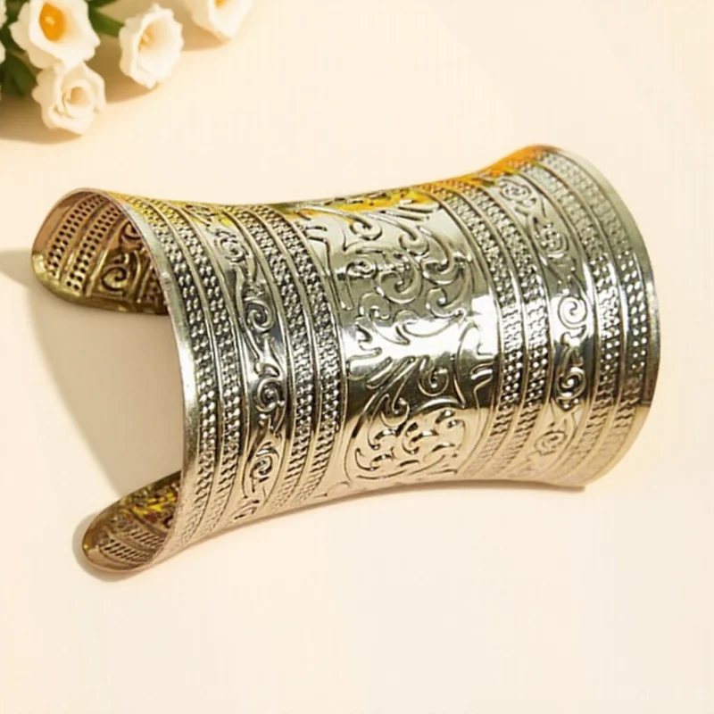 

Tribal Arm Cuff Stylish Alloy Minimalist Bracelet for Belly Dance Cosplay Party Golden Upper Arm Cuff Golden Wrist Cuffs