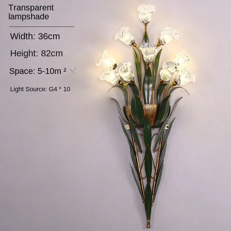 SANDYHA Vintage Amerikaanse Bloem Wandlamp Woonkamer Achtergrond Led Nachtlampje Slaapkamer Nachtkastje Home Decor Luces Para Cuarto