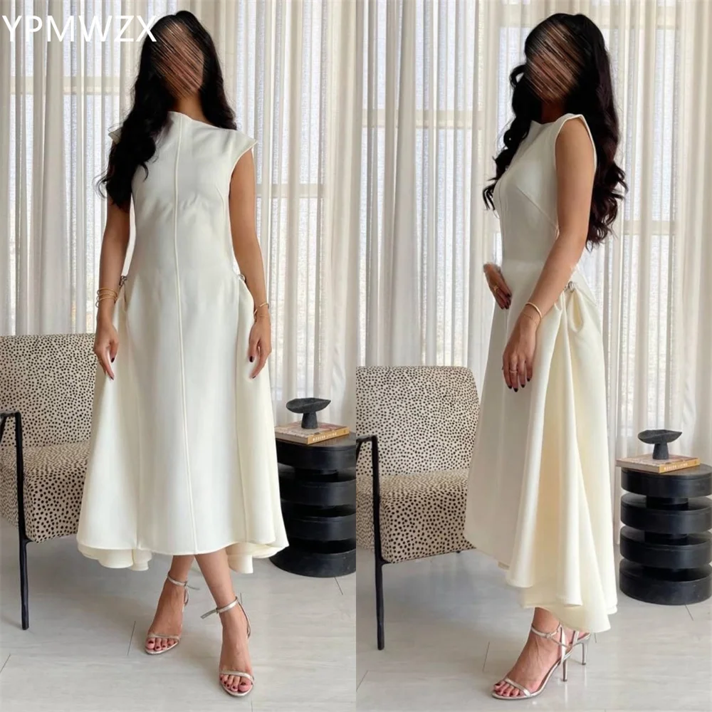 

Customized Evening Dress Formal Women Party Occasion YPMWZX Asymmetrical A-line Ankle Length Skirts Draped Sleeveless Bespoke Oc