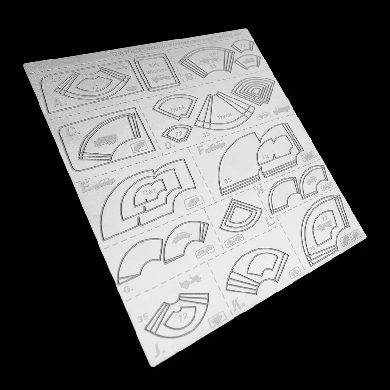 1PCS Windows/Windshield Wipers Cutting Mat for 1/35 1/72 Scale Car/Truck Model Stainless Steel Painting Masking Plate Cutter Die