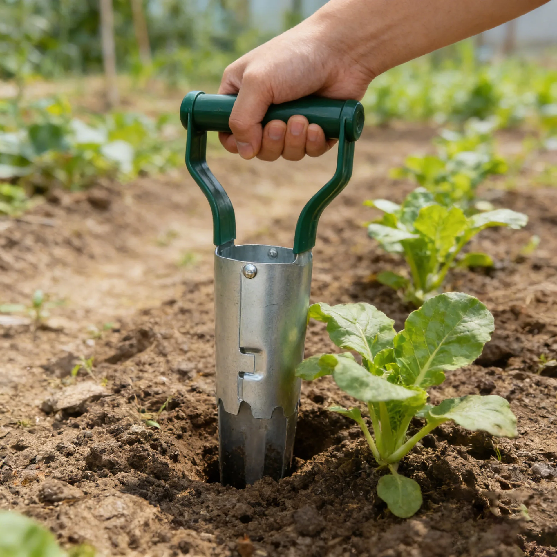 

Stainless Steel Seeder Excavator Horticultural Wood Handle Hole Drilling Seedling Transplanting Flower Planting Seedling Planter