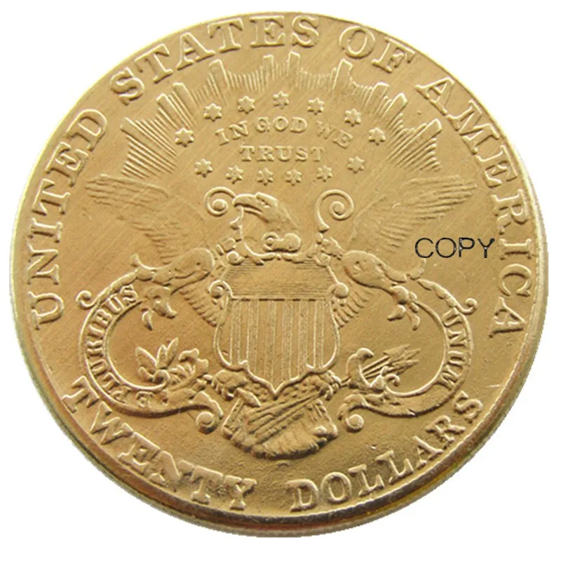 US 1859 With Motto, TWENTY DOLLARS on Reverse 100% Brass Copy Coin