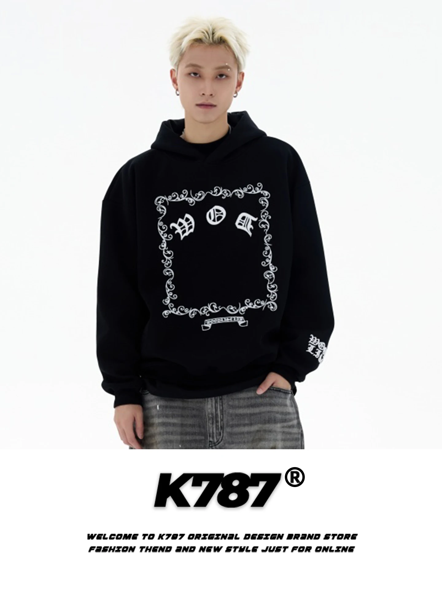 

Худи K787 American Gothic: Свободная повседневная толстовка для пар, осенняя, из полиэстера и хлопка