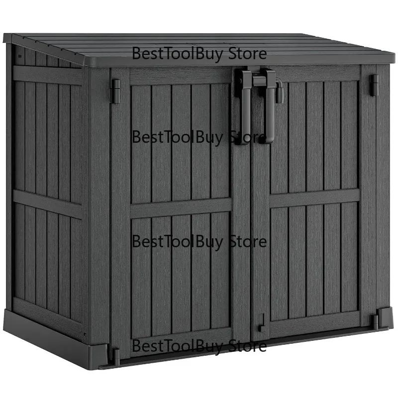 36 CuFt Lockable Resin Outdoor Storage Cabinet Horizontal Waterproof Shed for Backyard & Patio, Customizable
