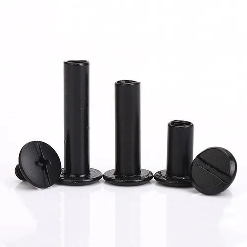 Imagen 1 del producto Tornillos Chicago de encuadernación de Metal, remaches de tachuelas negros mate, tornillo de cinturón ranurado para álbum de fotos, menú de escritorio, sujetadores de billetera, 10 Uds.