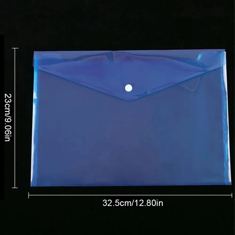 1Pcs with Snap Button A4 Binder Pocket Clear Plastic Document Files Folders Transparent Envelope Popper Wallets
