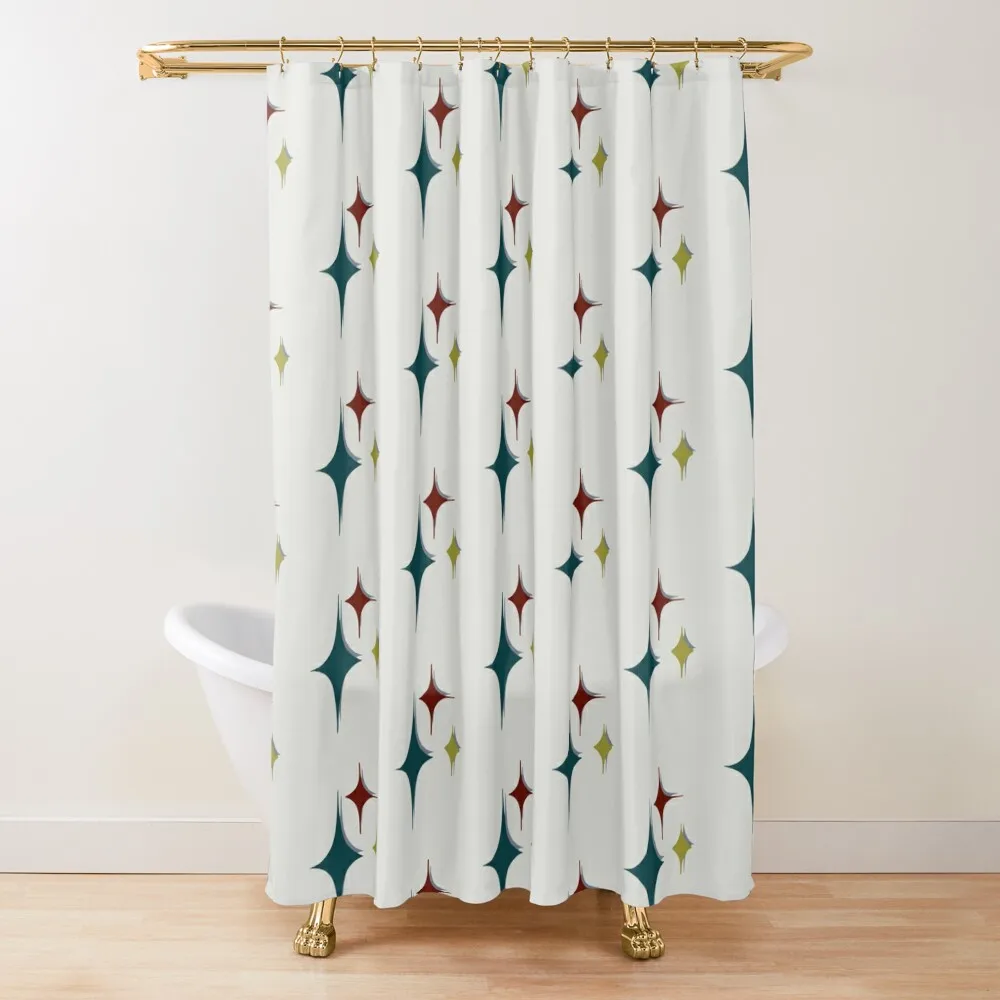

Atomic Mid Century Diamond Starbursts Shower Curtain Waterproof Fabric Bathroom Cover Curtain
