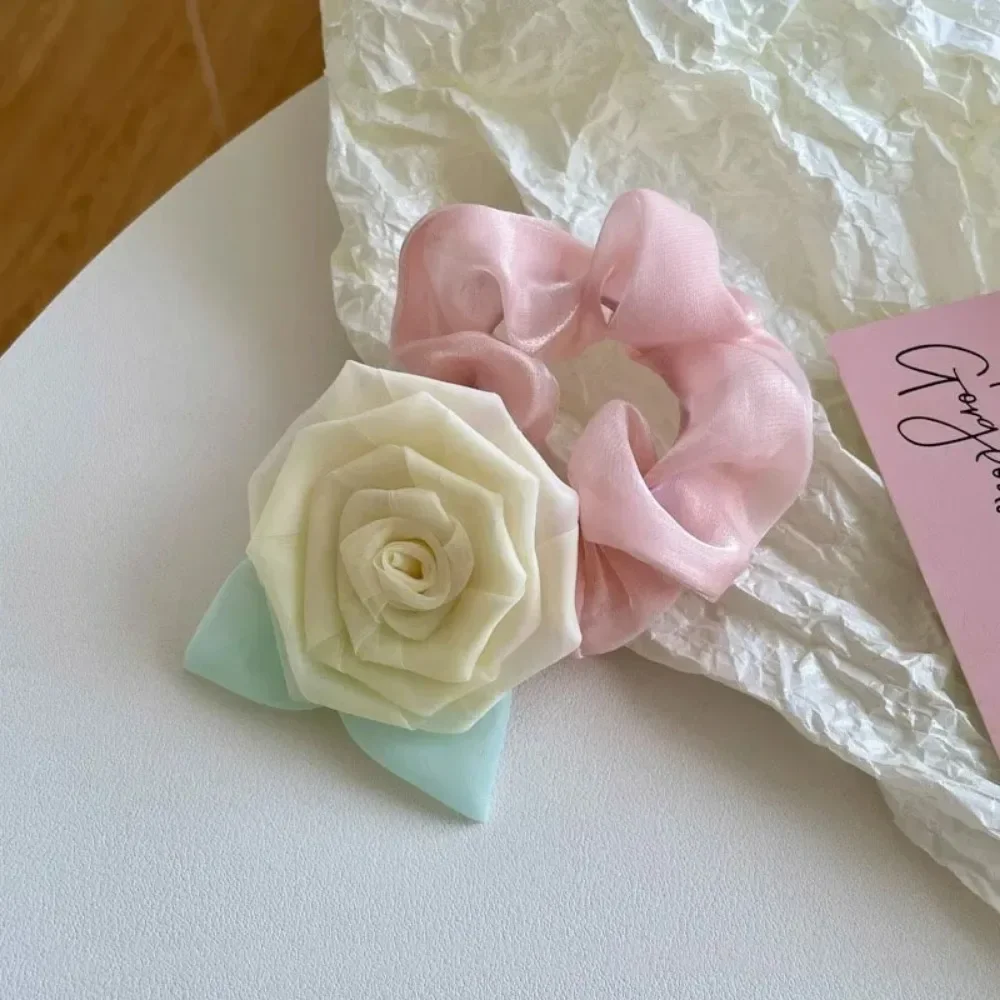 Romantic Retro Rose Hair Ties Women Large Scrunchies Temperament  Head Rope Female Korea Hair Accessories Headwear image 3