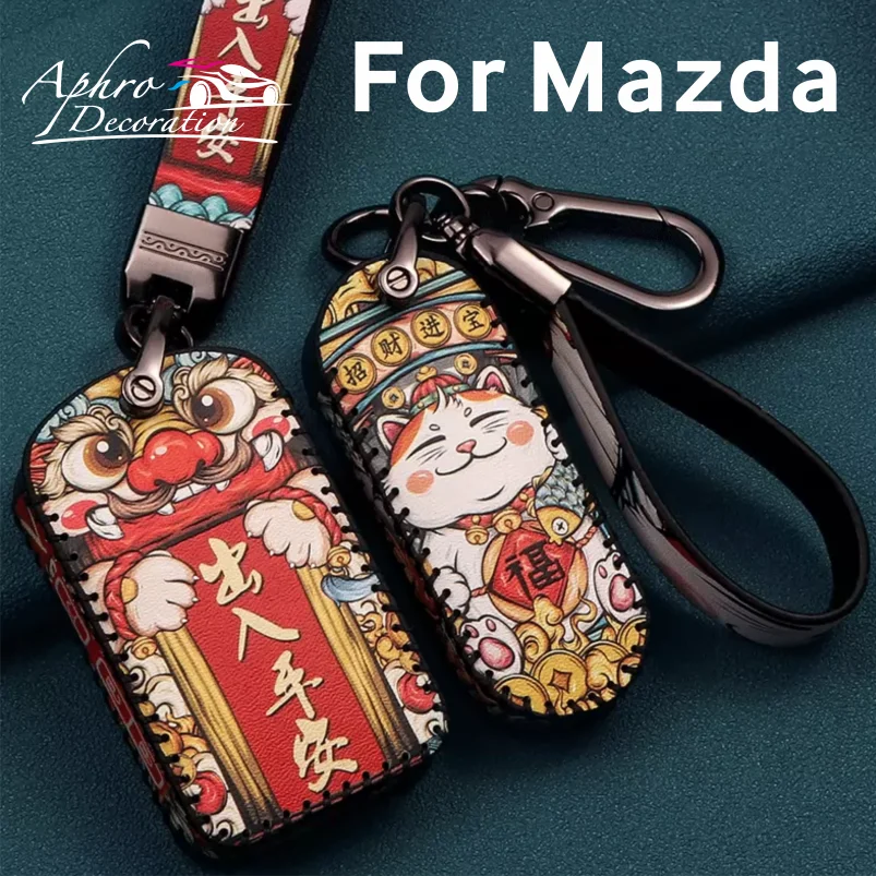 Leather Car Remote Key Case Cover Shell Fob For Mazda 2 3 5 6 BL BM GJ Atenza Axela CX-5 CX-7 CX-3 CX-9 MX-5 Accessories