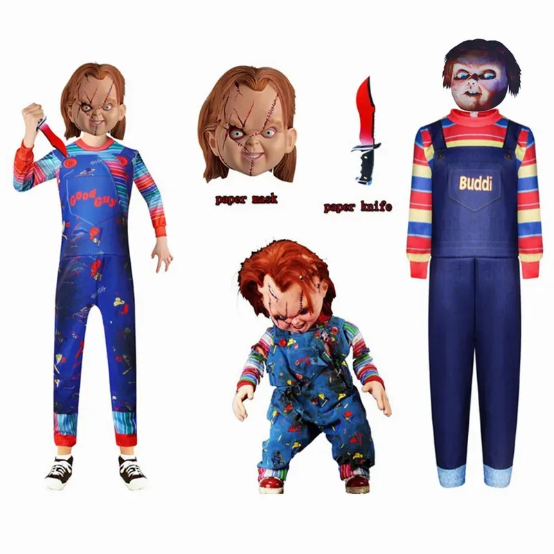 

Детский игровой костюм Good Guys Ultimate Chucky для мальчиков и девочек, забавная кукла-призрак ужасов, страшный костюм для дня рождения, Рождества, Хэллоуина