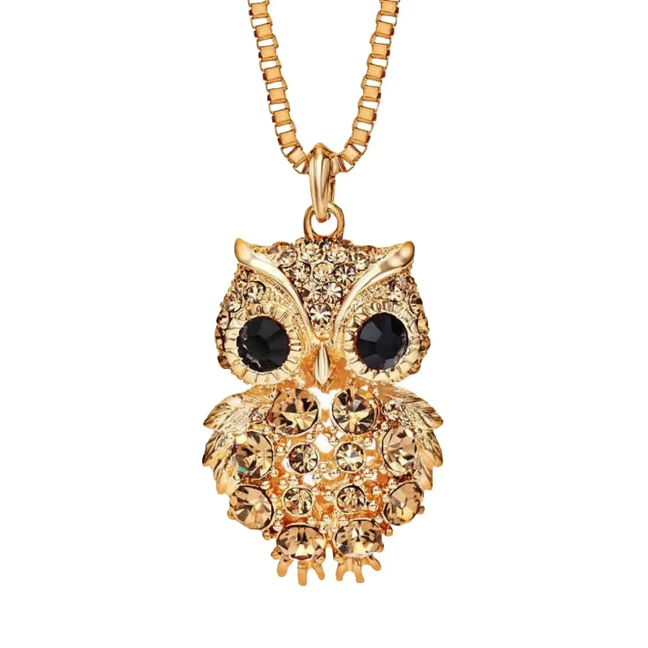 2024 New Korean Cute Sweater Chain Crystal Owl Necklace Long Women\'s Autumn and Winter Clothes Pendant Accessories