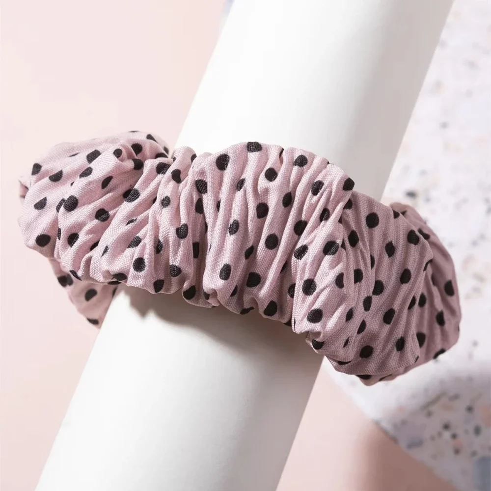 Polka Dots Chiffon Scrunchies Ponytail Holder Elastic Hair Ties Bobble Hair Bands Accessory for Women Girls