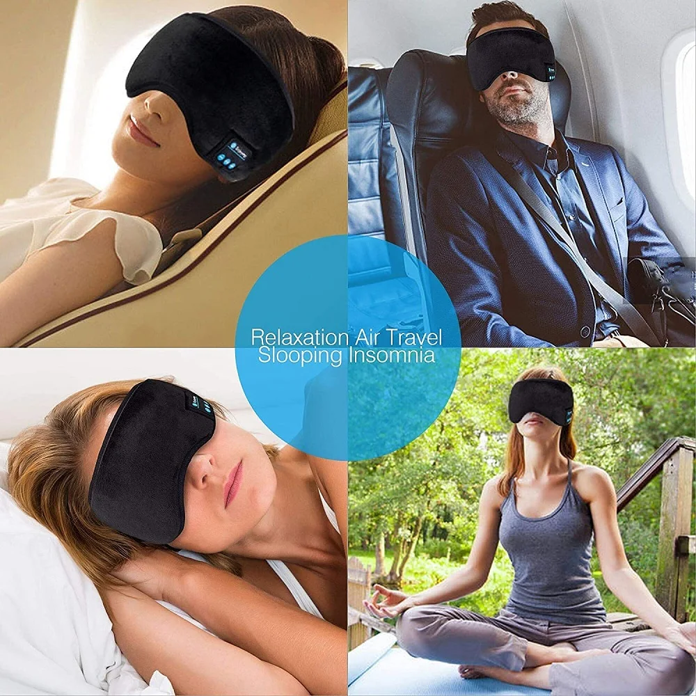 Masque de sommeil pour les yeux Bluetooth, ombrage intelligent sans fil, élastique doux 3D, écouteurs de musique confortables