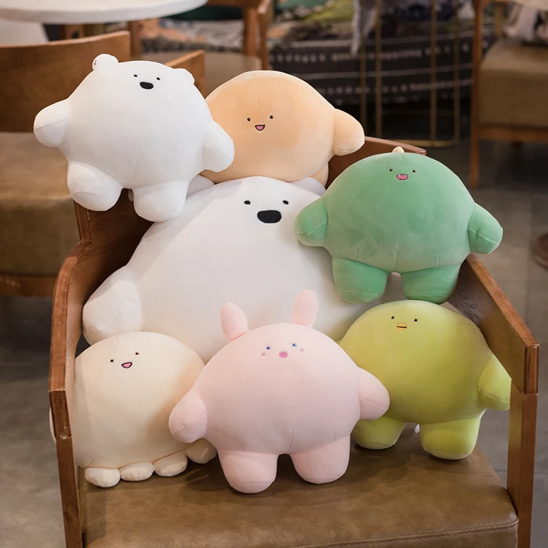 Cute White Bear Pink Bunny Stuffed Pillow Octopus Dumplings Plush Round Ball Animal Stuffed Cartoon Dinosaurs Penguin Cushion