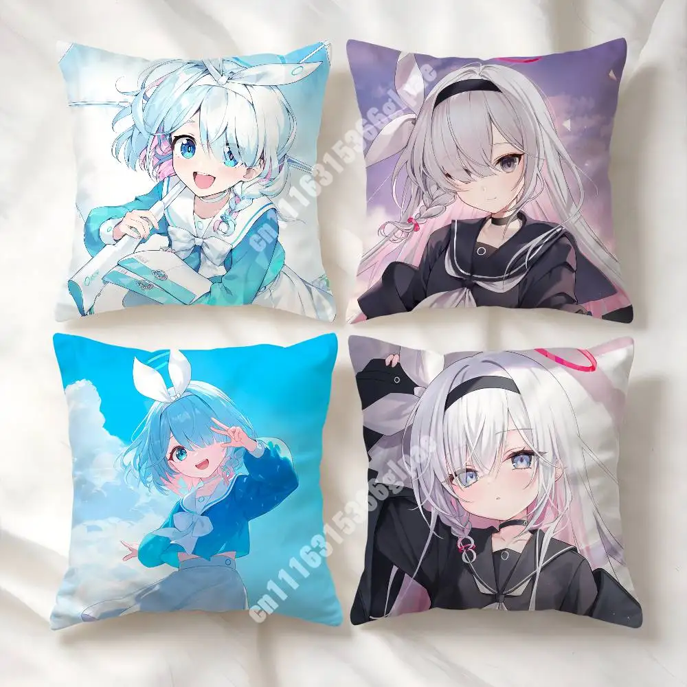 Blue Archive Arona Plana Anime Girl Printed Pillow Cover Sofa Couch Bedroom Cinema Home Theater Decoration