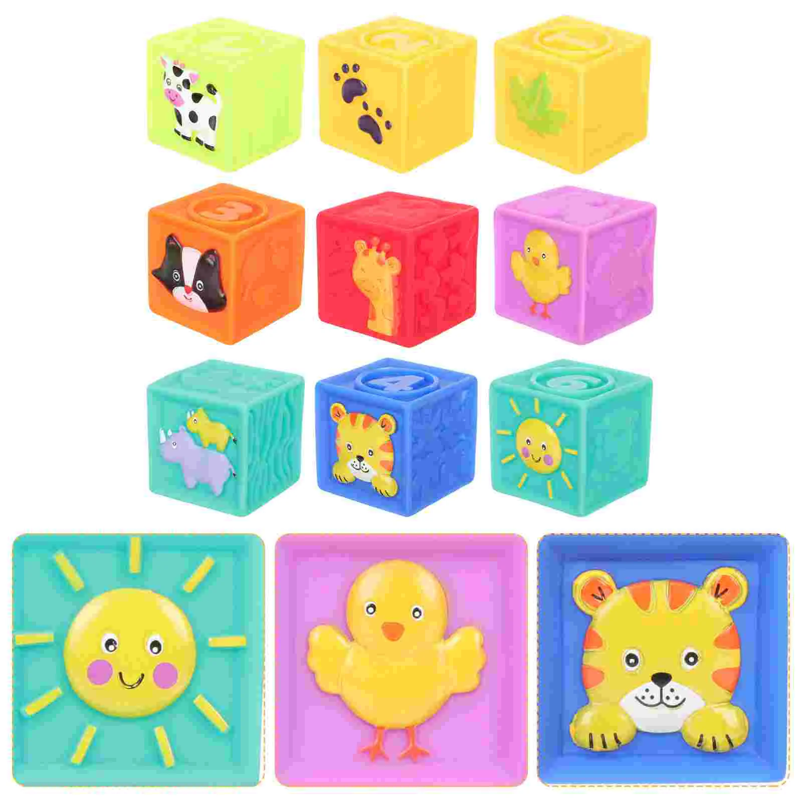 9 Pcs Soft Rubber Building Blocks Early Educational Toys Kids Stacking Baby for Shower Consistent Size Pvc