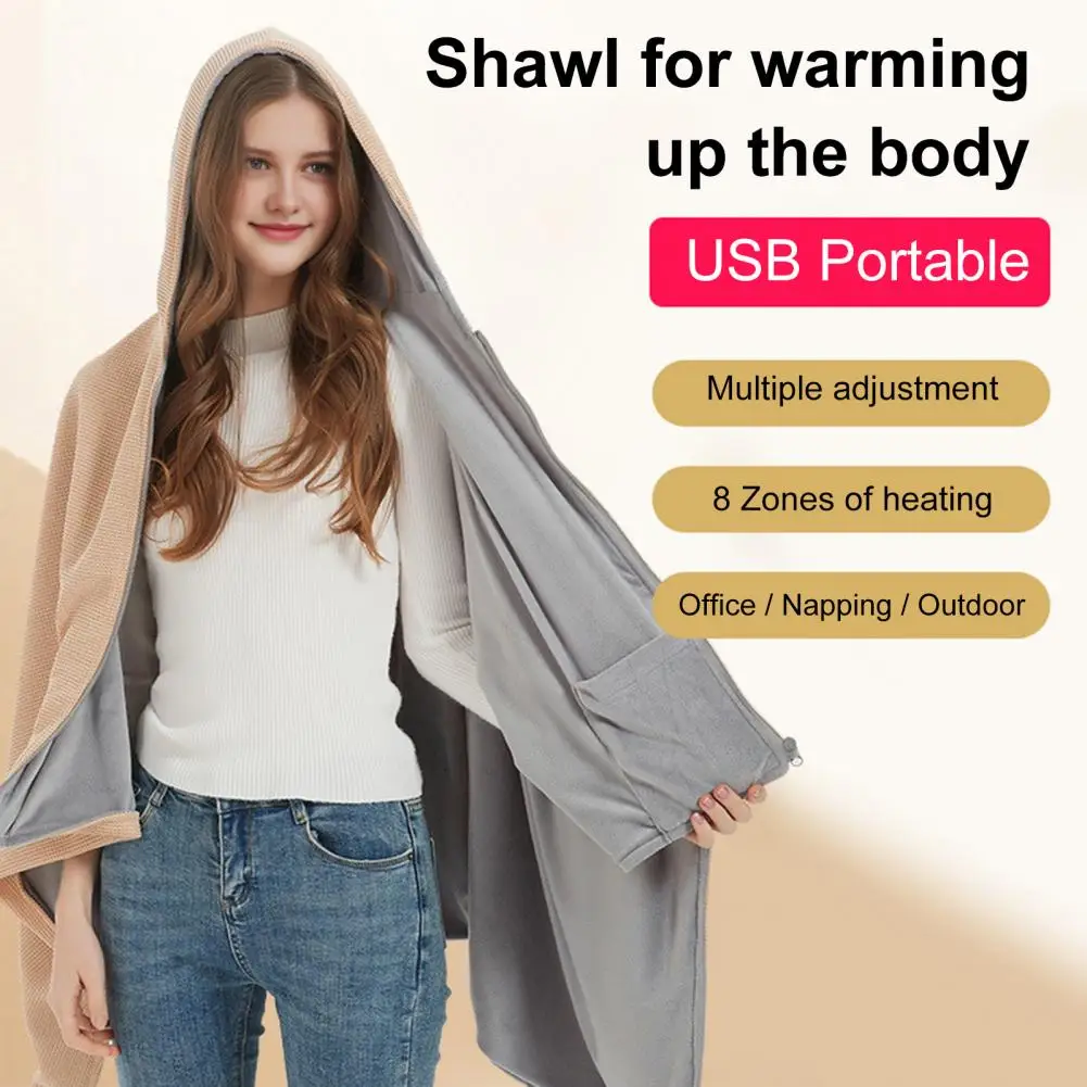 

Одеяло на батарейках, шаль с питанием от USB для женщин с 3-мя настройками нагрева, портативная электрическая сумка-одеяло, мягкая зимняя теплая одеяло