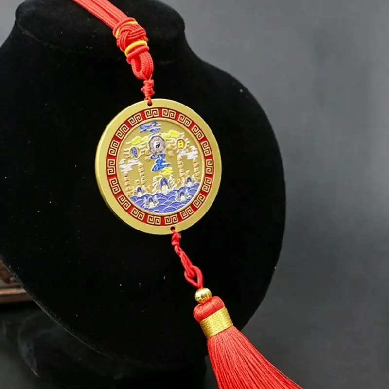 ~Pure Copper Mountain And Sea Town Pendant Colorful Trigrams Ornament Indoor Outdoor Entrance Decoration