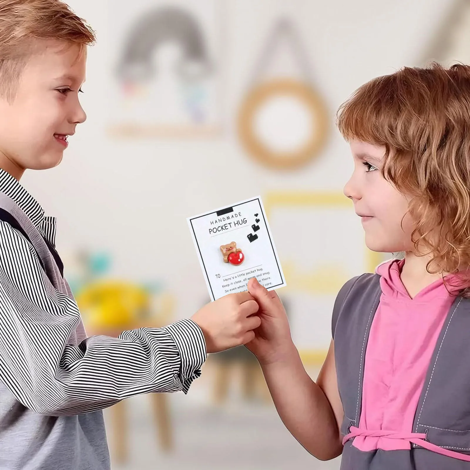 1/10 قطعة بطاقة عناق الجيب اليدوية مع الراتنج الحب الدب لعيد الحب الصداقة تشجيع وعطلة تحيات #5