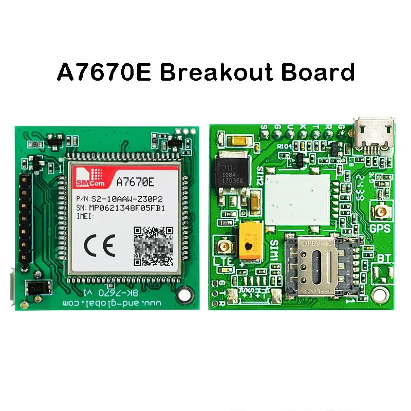

SIMCOM A7670E LTE Cat1 Module Breakout Board With 4G PCB FPC GPS Antenna Dual SIM Card Europe Middle East Africa Korea Thailand