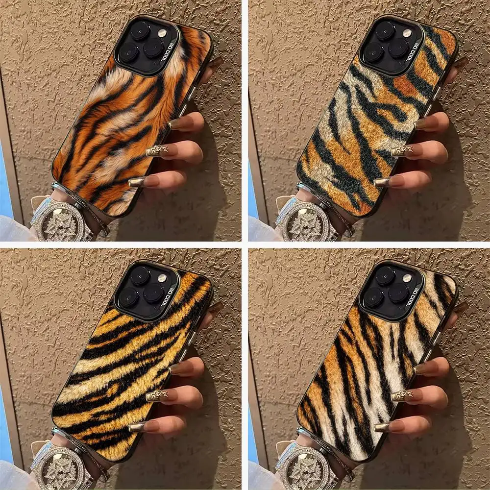 

Bold Tiger Stripe For iPhone 17 16 15 14 13 12 11 Pro Max XS 17 Air Silicone Colored Silver Bumper Cover