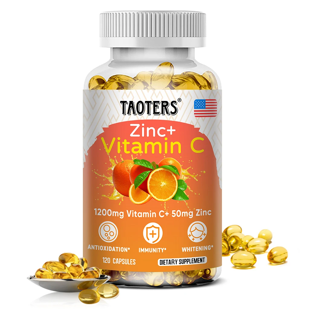 Vitamina C 1200mg con Zinc 50mg - 120 Cápsulas - Apoyo Inmunológico, Suplemento Dietético De Vitamina, Vegetariano Sin GMO Y Sin Gluten