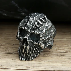 Gothic Vintage Black Devil Skull Rings Steampunk Stainless Steel Skull Ring Men's Hiphop Motorcycle Rock Biker Jewelry Wholesale