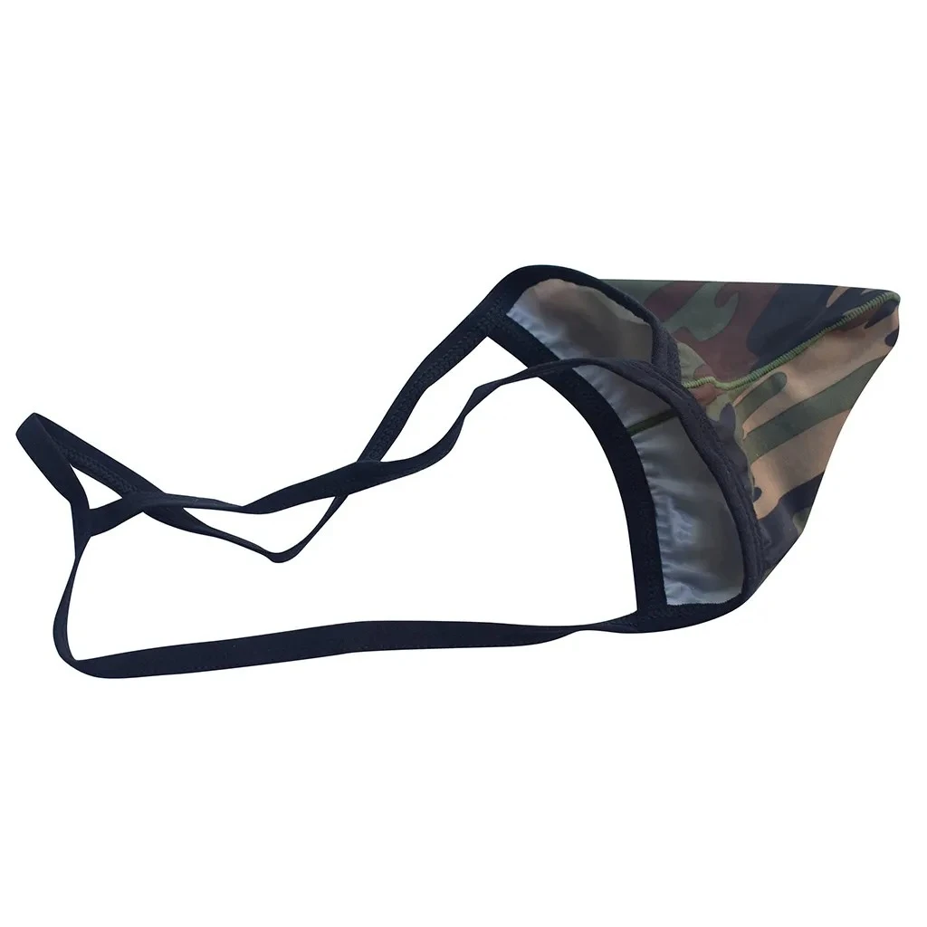 Men Camouflage Thong U-Convex Pouch Low Rise Sexy Breathable Underwear Gays Erotic Open Buttocks String Underpants Daily Panties