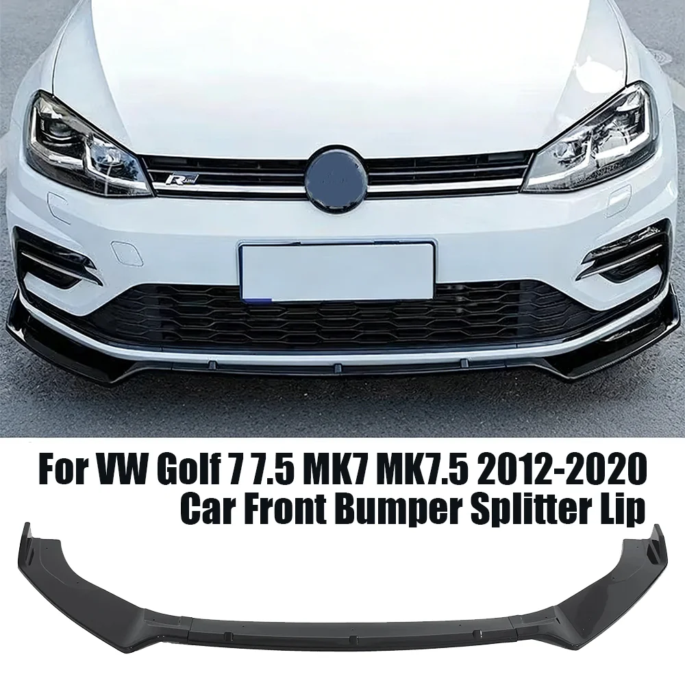 Für VW Golf 7 7.5 MK7 MK7.5 GTI GTD R R-Line 2012-2020 Auto Frontstoßstangen-Splitter Lippen-Spoiler Bodykit für Volkswagen Glanzschwarz