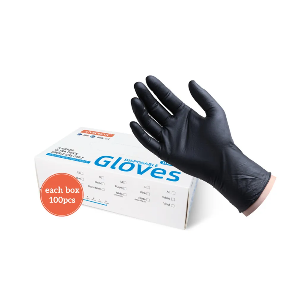 Black Disposable Nitrile Gloves 100pcs Latex Free Powder-Free Small Medium Large Pink Tattoo Gloves For Work Kitchen Clean S XL