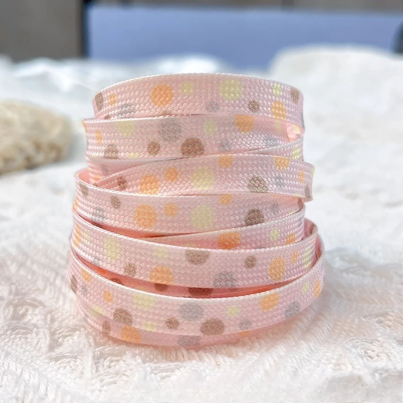 120cm Cute Fashion Flat Shoelaces Candy‑Color Cream Polka Dot Gradient Polyester Decorative Laces for Sneakers