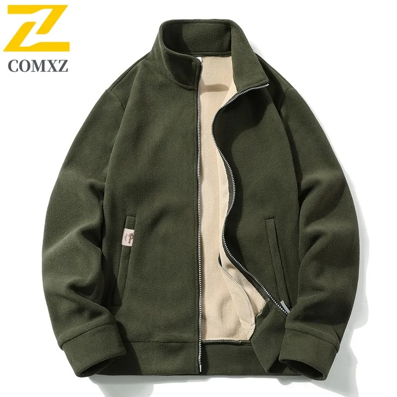 سترة COMXZ الكلاسيكية للرجال بياقة واقفة للتنقل سترة سميكة ودافئة سترة مميزة للأعمال والترفيه ومقاومة للبرودة ملابس خارجية للرجال للشتاء